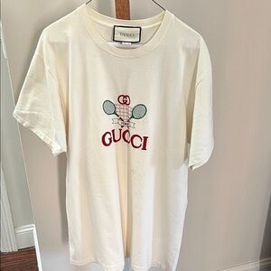 Gucci Ivory Tennis Graphic Tee Size L